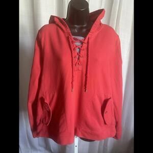 LRL Lauren Ralph Lauren Jean Co Sweatshirt Womens XL Red Full Zip Crested Hoodie
